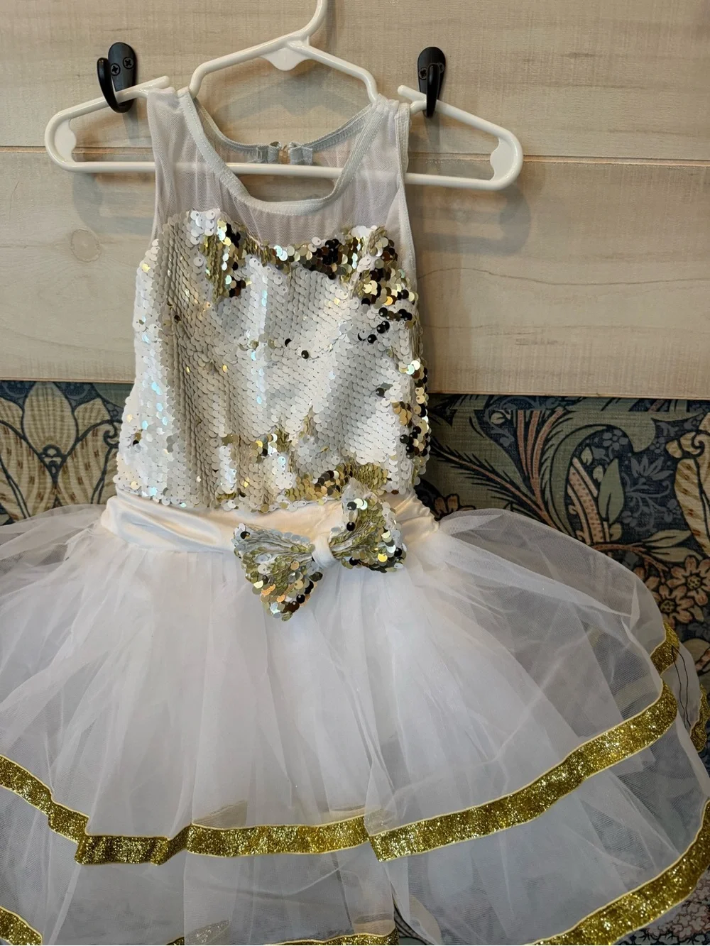 NEW!  Weissman white and gold sequin ballet tutu dance recital solo costume